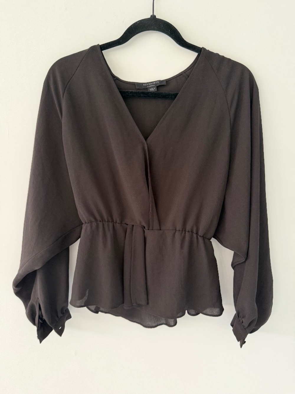 black flowy all saints top x-small